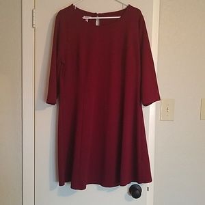 Wine textured princess seamed skater dress